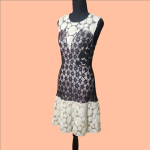 Tracy Reese Black and Cream Lace Dress, Size 0